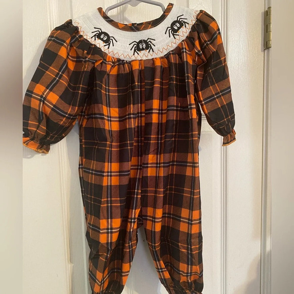 New Smocked Halloween Bubble Romper - Picture 1 of 6